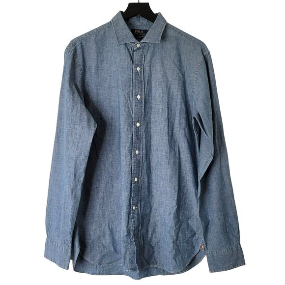 Polo Ralph Lauren Other - Polo Ralph Lauren Button Front Shirt Size 16/40-41 Slim Fit Blue Chambray
